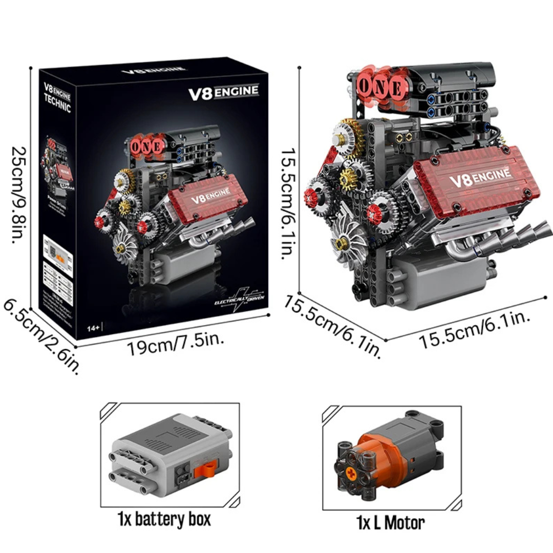Motorized V8 Engine Building Block Model