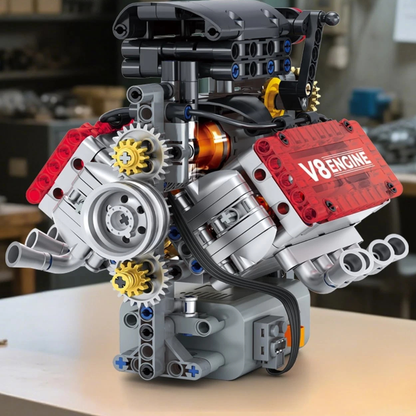 Motorized V8 Engine Building Block Model