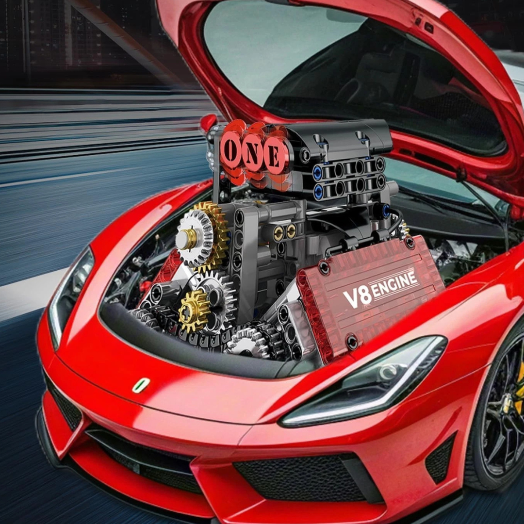 Motorized V8 Engine Building Block Model