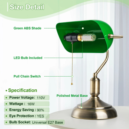 Modern Bank Desk Lamp with Pull Switch