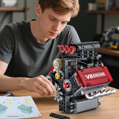 Motorized V8 Engine Building Block Model