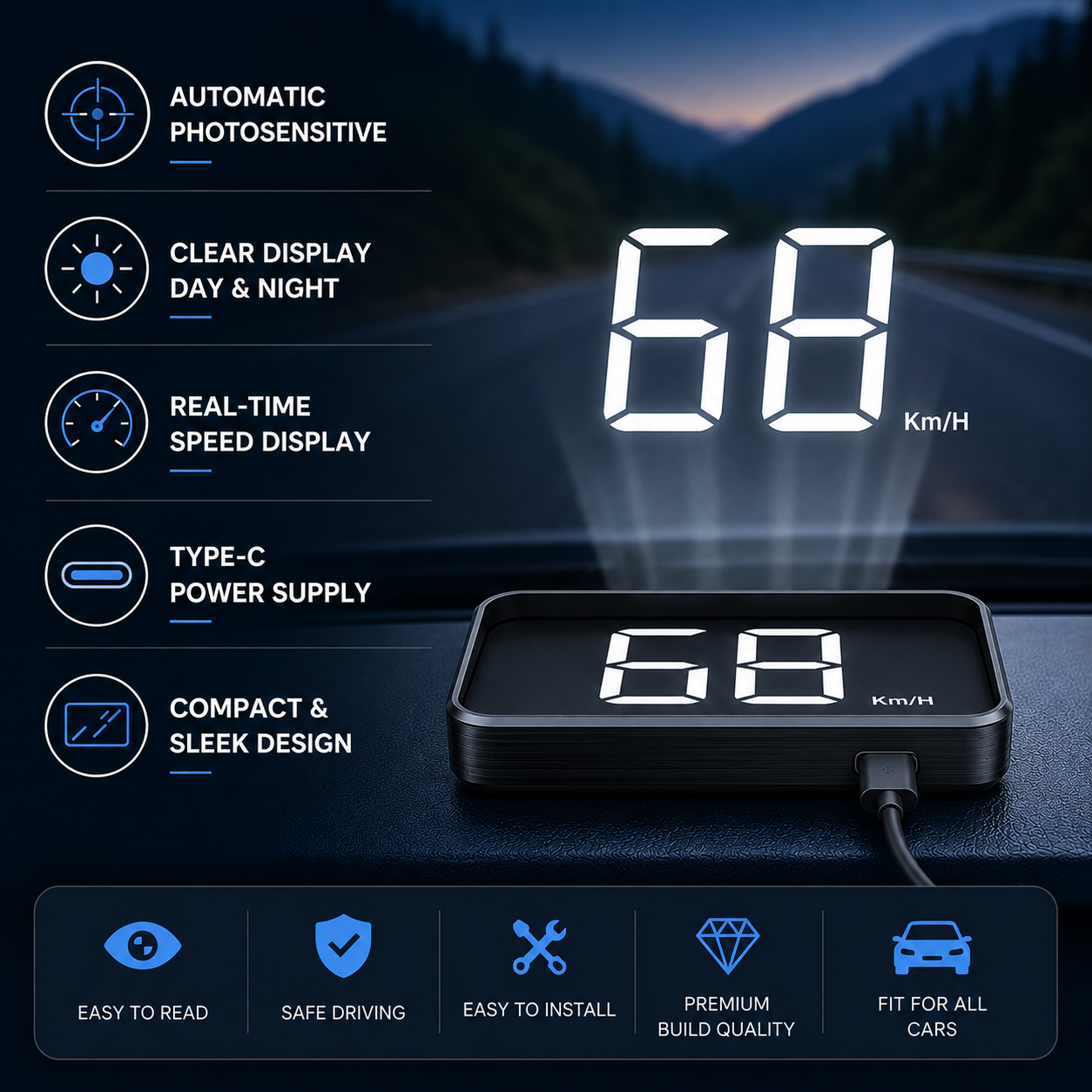 GPS Head Up Display Speedometer