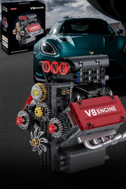 Motorized V8 Engine Building Block Model
